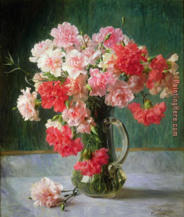 Emile Vernon Still life of Carnations
